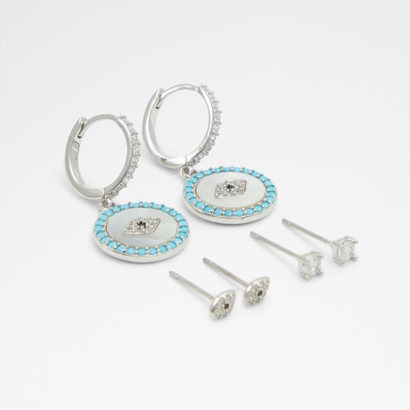 SORECAN 3-Pack Silver-Tone Earrings Set
